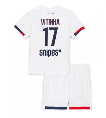 Paris Saint-Germain Vitinha #17 Udebanetrøje Børn 2025-26 Kortærmet (+ Korte bukser)